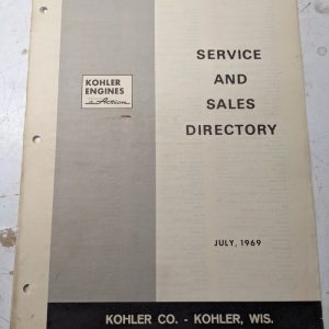 Kohler Engines Service Sales Directory Authorized July 1969