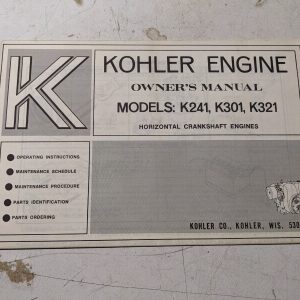 Kohler Engines Oeprating Maintenance Manual Parts K241 K301 K321 1968