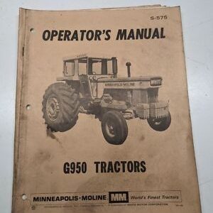 Minneapolis Moline Mm Operators Manual Service Repair G950 Tractors S-575 Oem