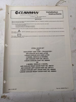 Cushman Installation Instructions Manual Steel Door Set 887214 87213 888663
