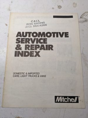 Mitchell Automotive Service & Repair Index Domestic Imported Cars 1980'S