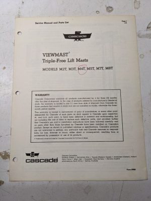 Cascade User Service Manual Parts List M2T M4T M5T M7T M8T 1967 Viewmast