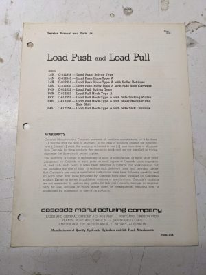 Cascade User Service Manual Parts List L4N L4R P4N P4Y P4R P4S Push Pull Load