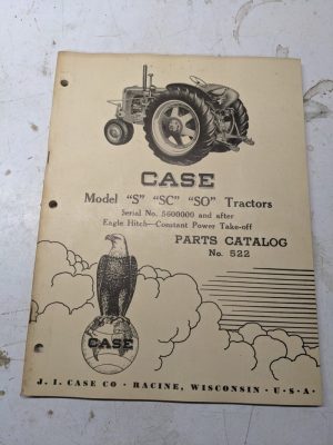 Case Parts List Book Manual Catalog Tractor Model S Sc So 522 1952