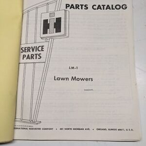 International Harvester Parts Catalog Lm-1 Lawn Mowers Service Book Push