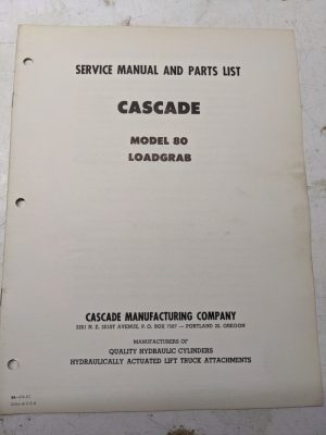 Cascade Lift Attachment Parts Manual Model 80 Loadgrab