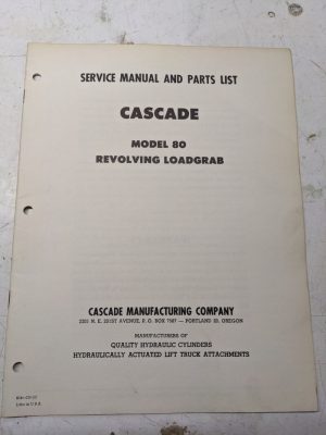 Cascade Lift Attachment Parts Manual Model 80 Revolving Loadgrab