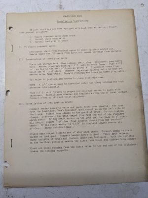 Cascade Lift Attachment Installation Manual Qn-20 Load Grab Parts List