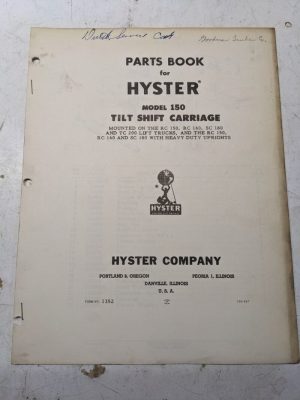 Cascade Lift Attachment Parts Manual Book Hyster 150 Tilt Shift Carriage