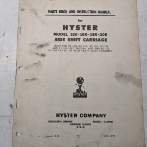 Cascade Lift Attachment Parts Manual Book Hyster 150 160 180 200 Side Shift