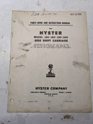 Cascade Lift Attachment Parts Manual Book Hyster 150 160 180 200 Side Shift