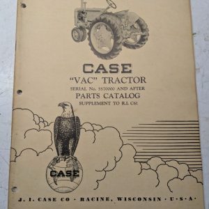 Case Parts List Book Manual Catalog Tractor Model Vac R I C61 1952 Supplement