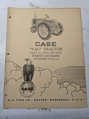 Case Parts List Book Manual Catalog Tractor Model Vac R I C61 1952 Supplement