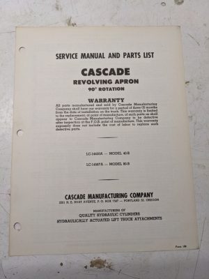 Cascade Lift Attachment Parts Manual Model 40-B 80-B Revolving Apron