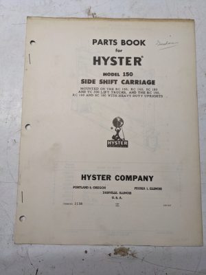Hyster Fork Lift Attachment Parts List Book Manual Model 150 Side Shift Carriage