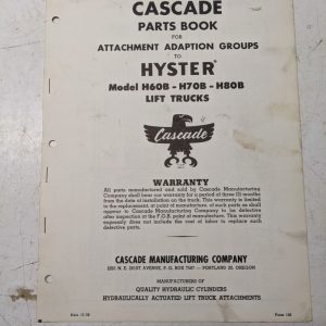Cascade Hyster Attachment Adaption Groups H60B H70B H80B Lift Truck 1958