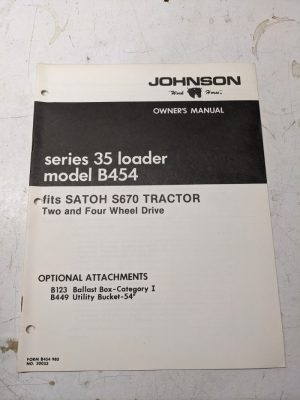 Johnson Work Horse Owners Manual Tractor Loader Model 35 Series Satoh S670 B454