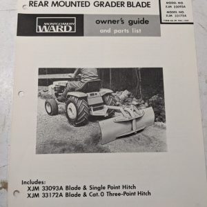 Montgomery Ward Owners Manual Parts List Rear Mounted Grader Blade Xjm 33093A