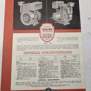 Briggs & Stratton Air Cooled 4 Cycle 23A-R6 Model Specs Data Sheet Brochure