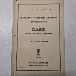 Case Instruction Manual Portable Hydraulic Cylinder Attachment Va Series Tractor