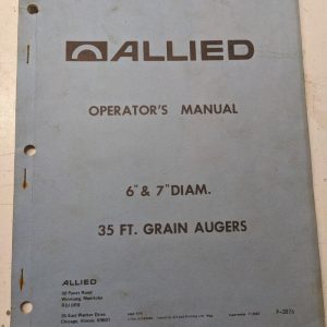 Allied Farm Equipment Operators Manual Parts List Book 35 Ft Grain Auger