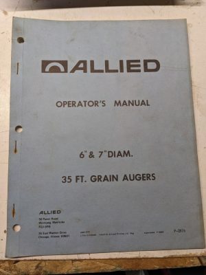 Allied Farm Equipment Operators Manual Parts List Book 35 Ft Grain Auger