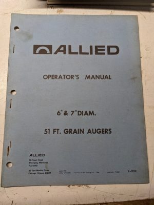 Allied Farm Equipment Operators Manual Parts List Book 51 Ft Grain Auger