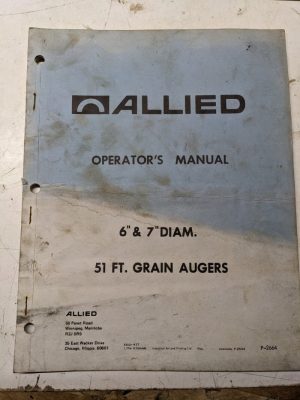 Allied Farm Operators Manual Parts List Book 51 Ft Grain Auger P-2664