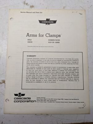 Cascade Fork Lift Attachment Service Manual Parts List Arms For Clamps Rubber