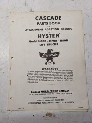 Cascade Fork Lift Attachment Manual Parts List Book Adaption Groups H60B-H80B
