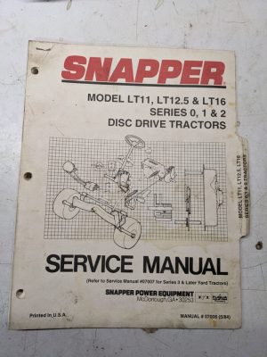 Snapper Service Manual Lt11 Lt12.5 Lt16 Series 0 1 2 Disc Drive Tractors 1984