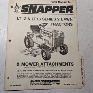 Snapper Parts List Manual Tractor Lt12 Lt16 Series 2 & Lawn Mower Attachments