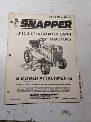Snapper Parts List Manual Tractor Lt12 Lt16 Series 2 & Lawn Mower Attachments