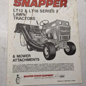 Snapper Safety Instructions Operators Manual Lt12 Lt16 Series 2 Tractors