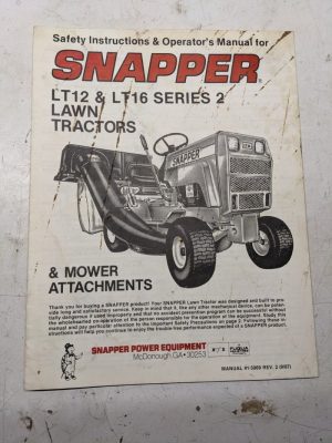 Snapper Safety Instructions Operators Manual Lt12 Lt16 Series 2 Tractors