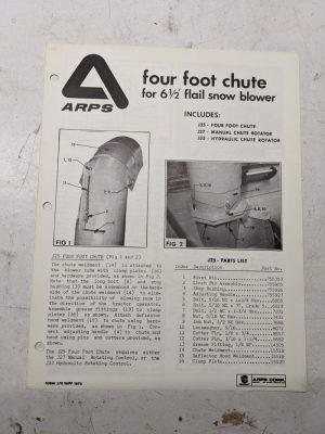 Arps Four Foot Chute For 6.5' Flail Snow Blower Parts List Manual