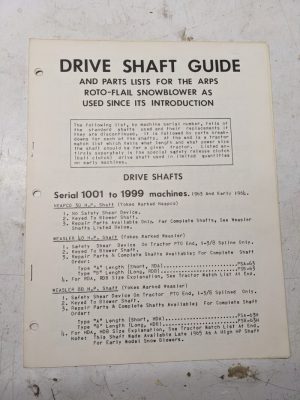 Drive Shaft Guide Parts List Manual For Arps Roto Flail Snowblower 1963