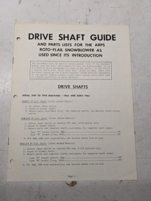 Drive Shaft Guide Parts List Manual For Arps Roto Flail Snowblower 1963-1964