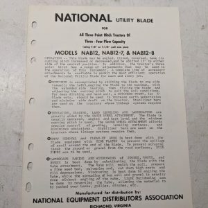National Utility Blade Nab12 Nab12-7 Nab12-8 Parts List Book Manual Operation