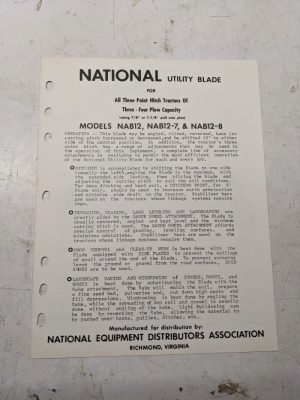 National Utility Blade Nab12 Nab12-7 Nab12-8 Parts List Book Manual Operation