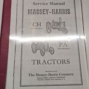 Massey Harris Ferguson Service Manual Ch Challenger Pa Pacemaker Tractors Copy