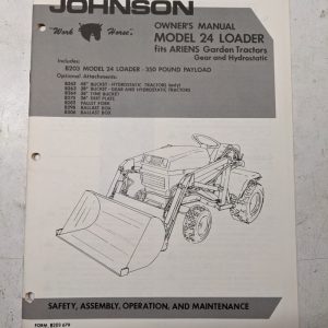 Johnson Owners Manual Model 24 Loader Ariens Garden Tractor B203 Work Horse