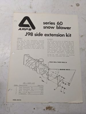 Arps Owners Manual Parts List Book Series 60 Side Extension Kit J98 975
