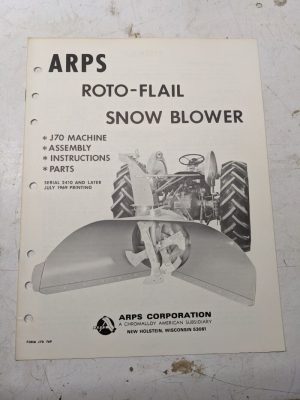 Arps Owners Manual Parts List Book J70 Roto-Flail Snow Blower 769 1969