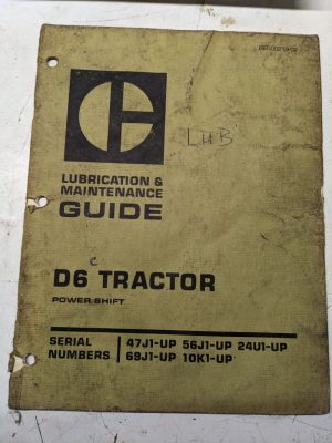 Caterpillar Cat Lubrication Maintenance Guide Manual Tractor D6 1971