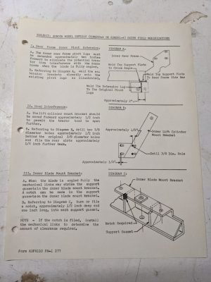 Kubota Model Kufd110 Dozer Field Modification Instructions Kum200-4 Kum201-4 277