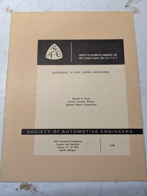 Ase Society Automotive Engineers Development Of New Casting Applications 1963