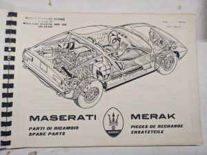 Maserati Merak Parts Manual Catalog #207 Oem Spare Parts List / Book 1973
