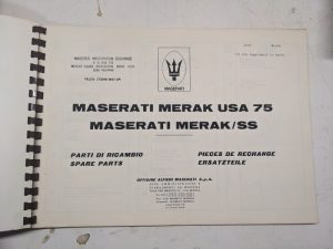 Maserati Merak Spare Parts List Book Manual Catalog #209 Supplement Usa 75 / Ss