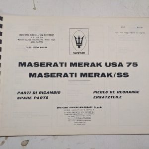 Maserati Merak Spare Parts List Book Manual Catalog #209 Supplement Usa 75 / Ss